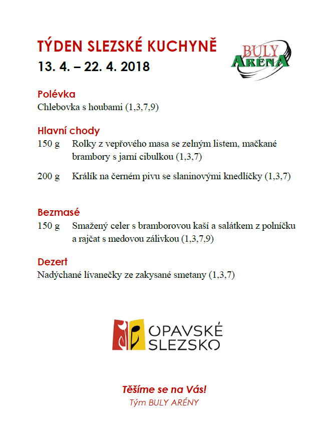 Týden slezské kuchyně jídelníček